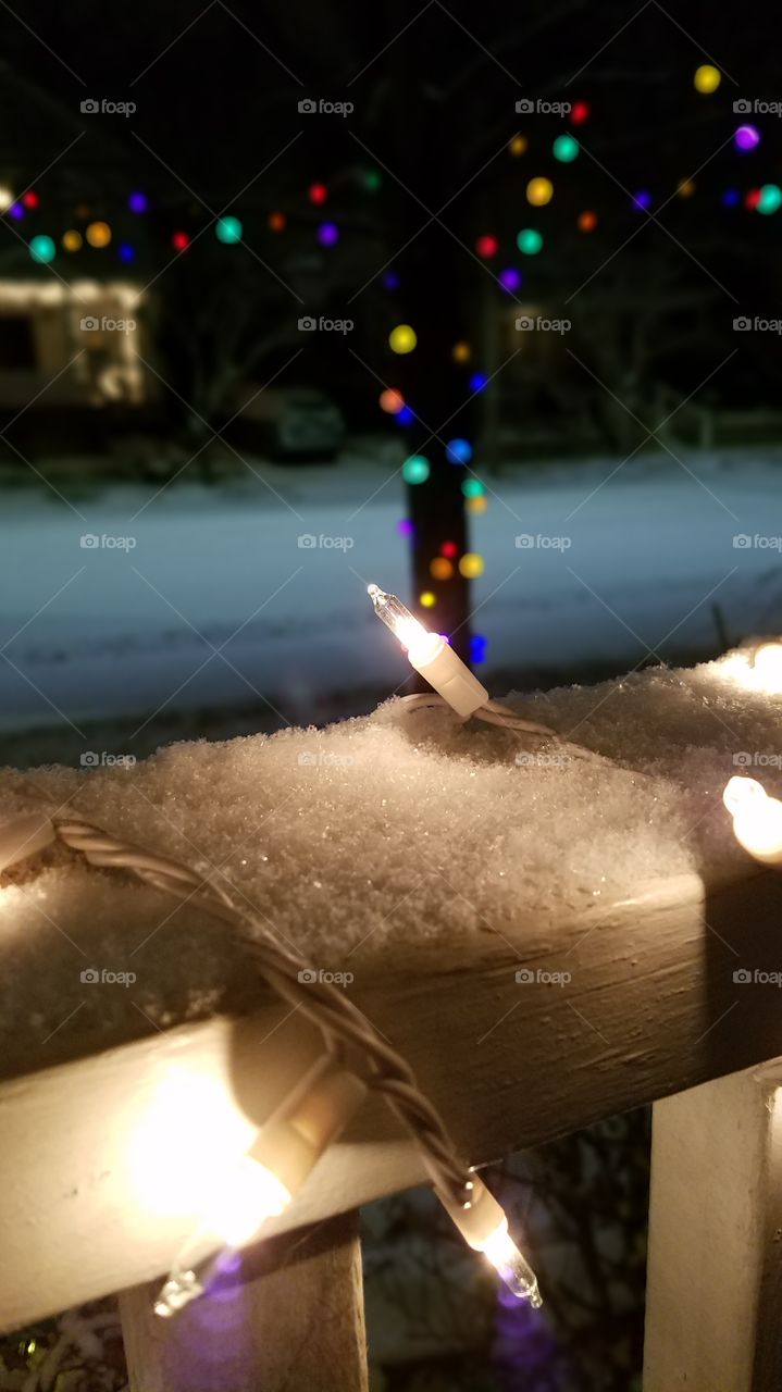holiday light in the snow