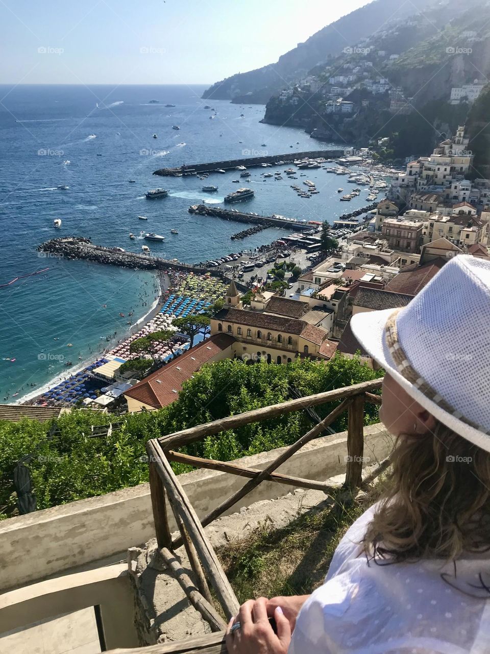 My wife taking in the amazing views of the Amalfi Coast. 