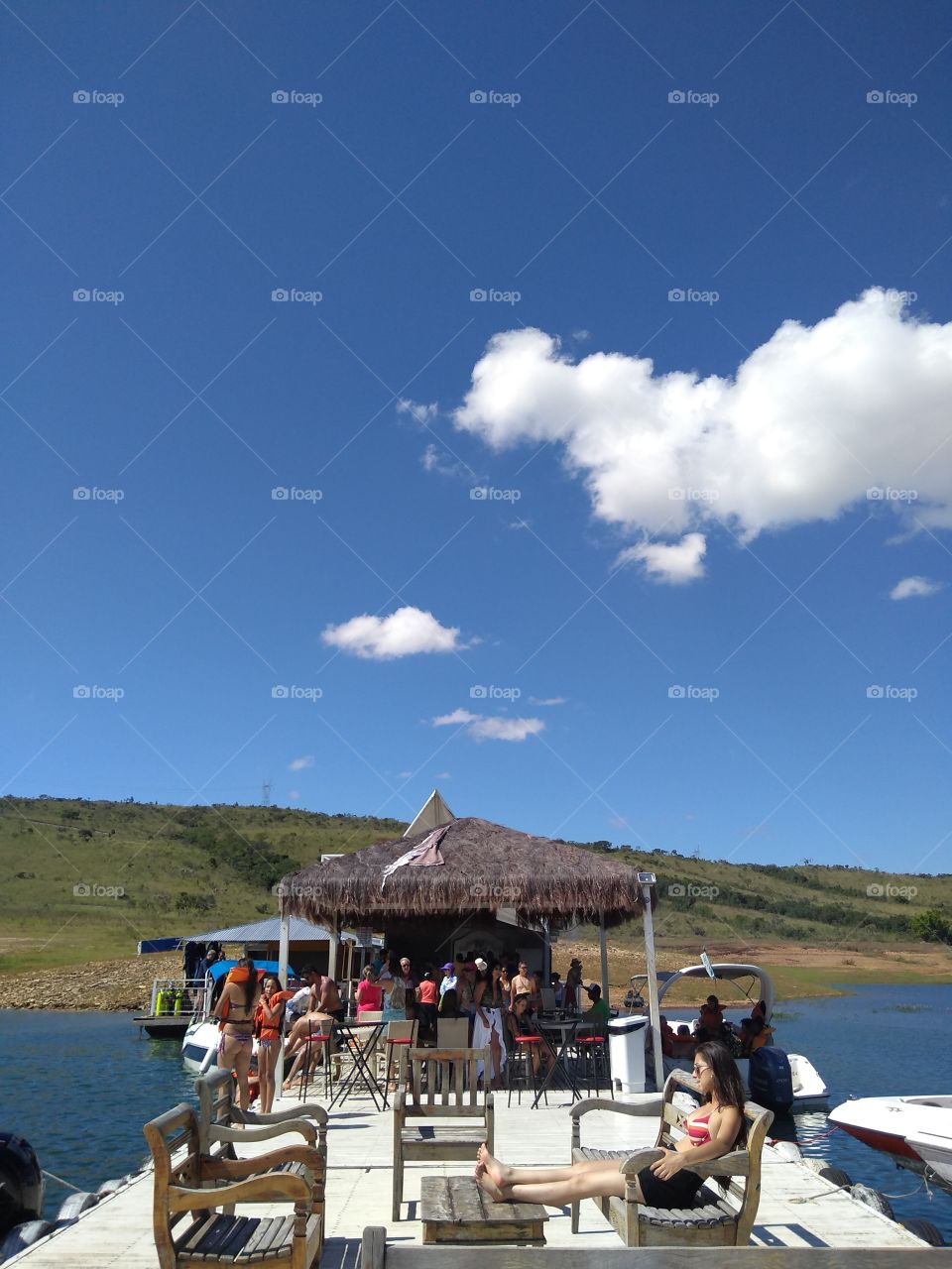 Floating restaurant in the middle of Capitólio's water in Brazil