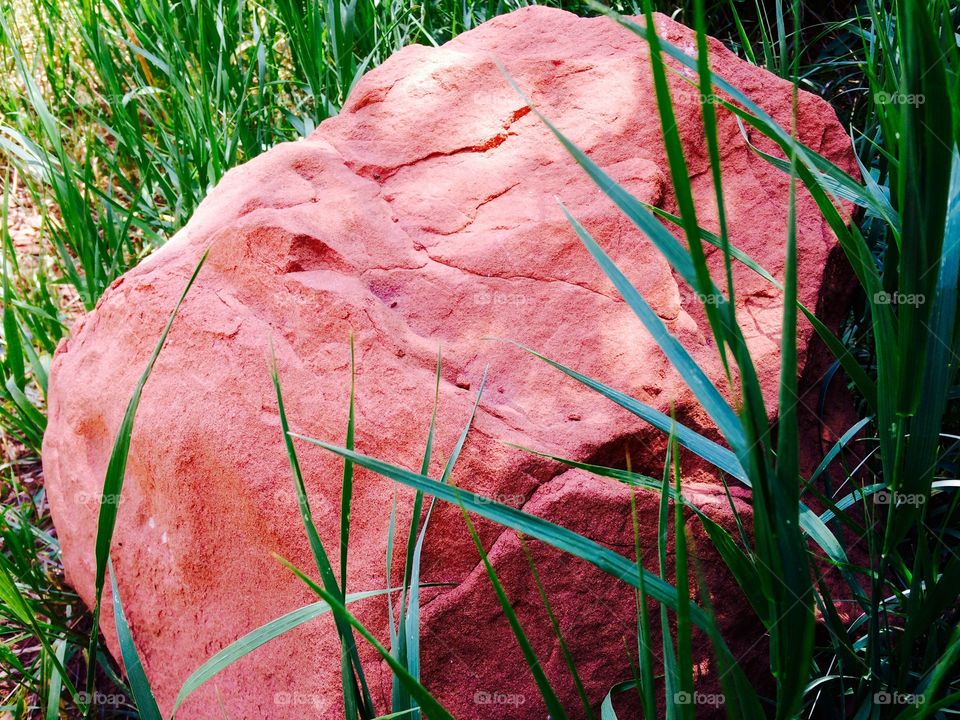 Red rock boulder