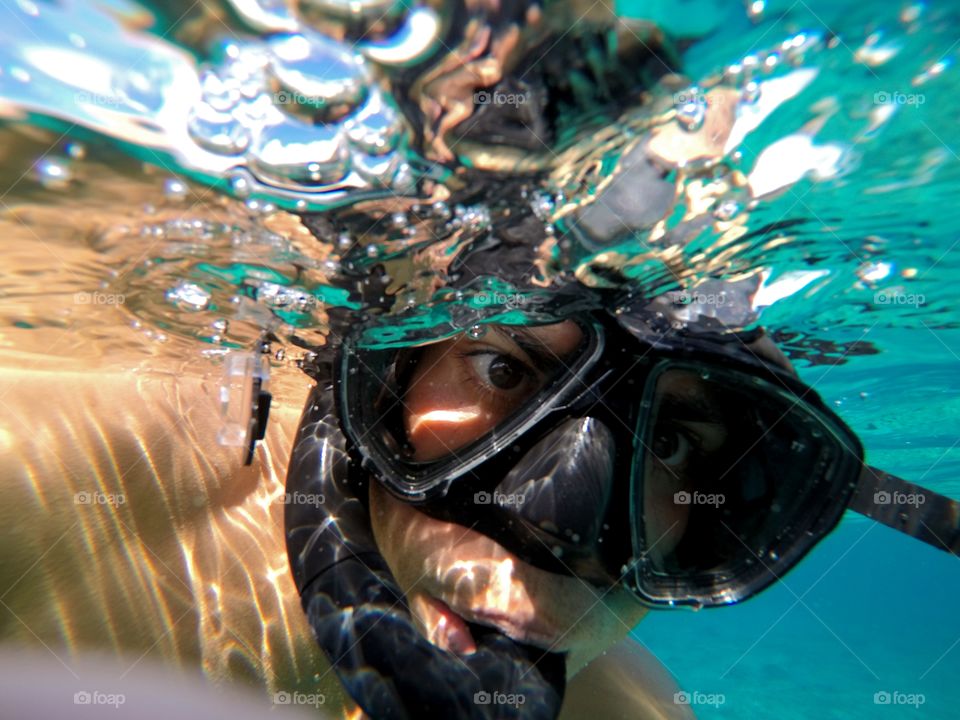 close up of snorkeler