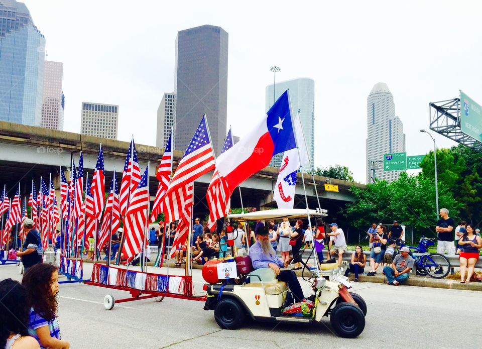 Veteran flag golf car. Veteran golf car