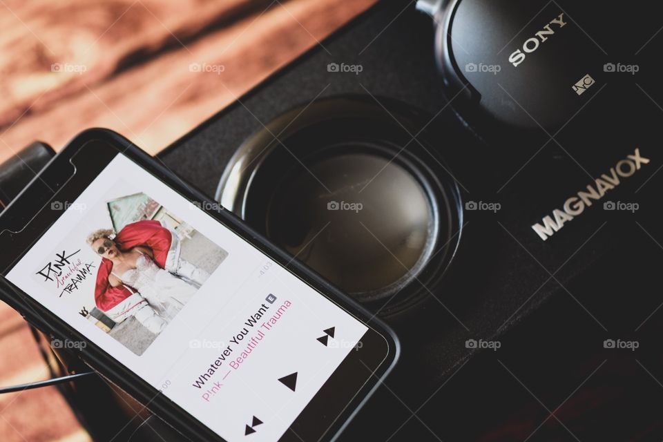 Listening To Music, HeadPhones And BoomBox, Pink On iPhone Music, Sony And Magnavox Product Photography, Relaxing With Music, Rock And Roll