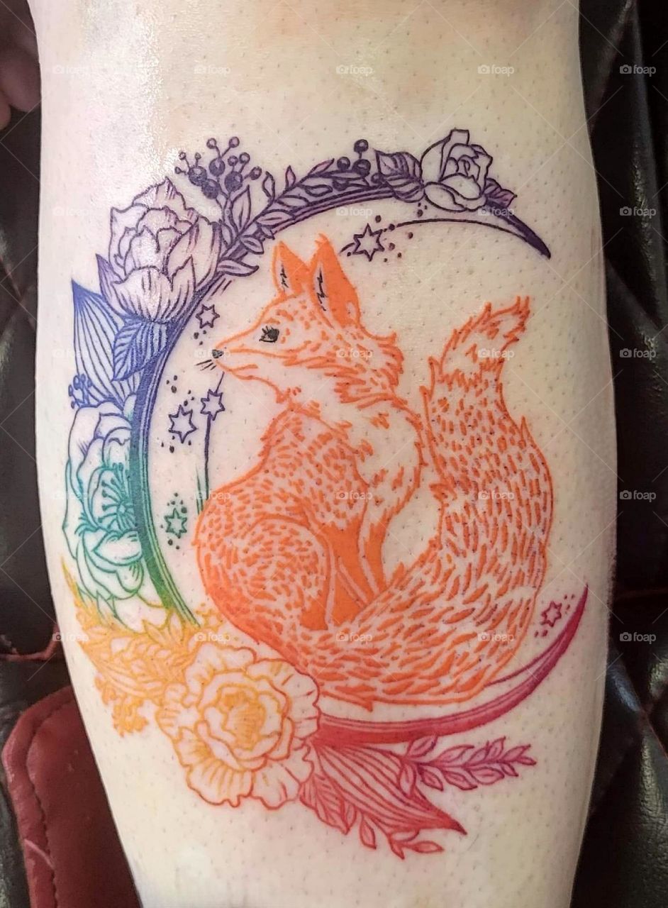 rainbow fox tattoo