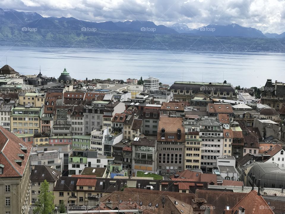 Rooftop view of Lausanne, Switzerland. 