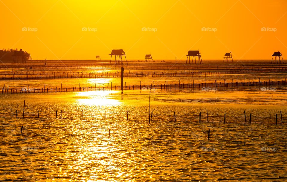 Sunrise on Dong Chau Beach in Thai Binh province,  Vietnam