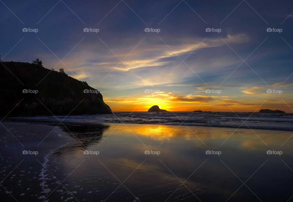 Scenic view of sea during dusk