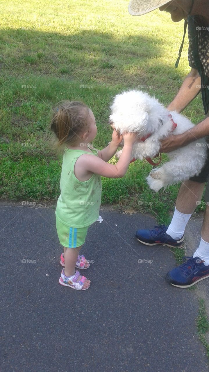 Child Playing with Dog