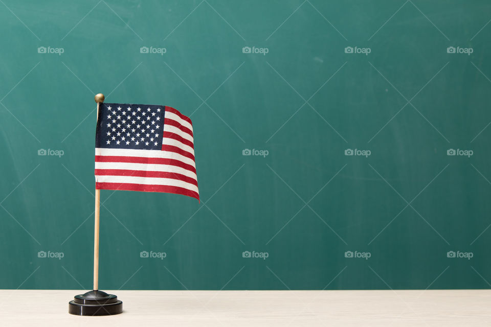 American desktop flag with chalkboard background