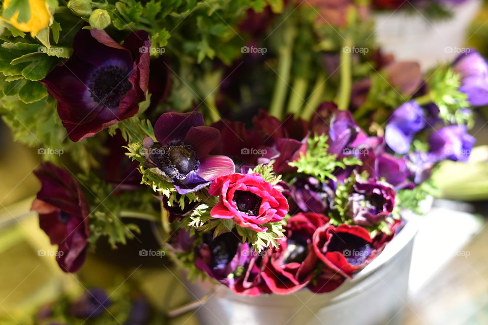 Beautiful business, peony at a florist stall in market.