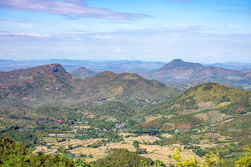 The beauty of mountains and Cityscape at Phu Rua , Loei in Thailand.