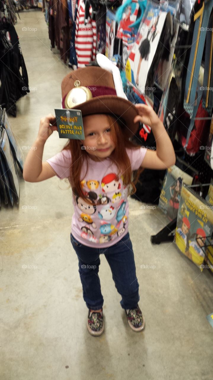 Being silly at the Halloween store
