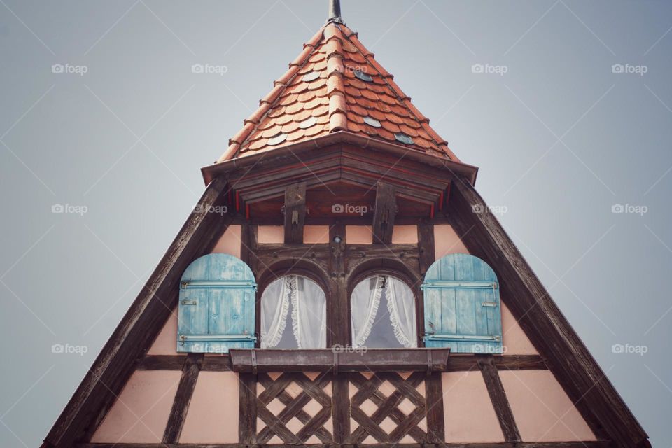 Perfect symmetry on the upper part of a traditional German house.