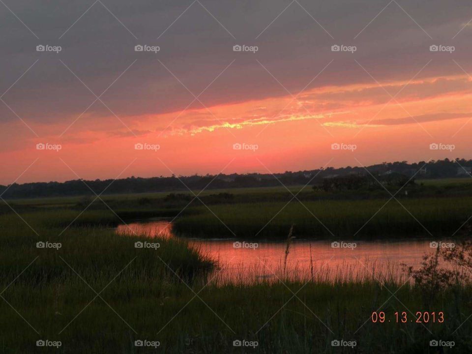 Sunset over the intercoastal marsh.