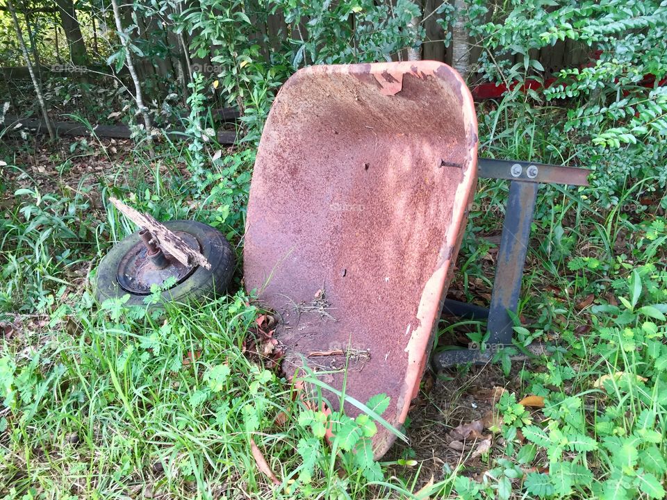 Old broken wheelbarrow 