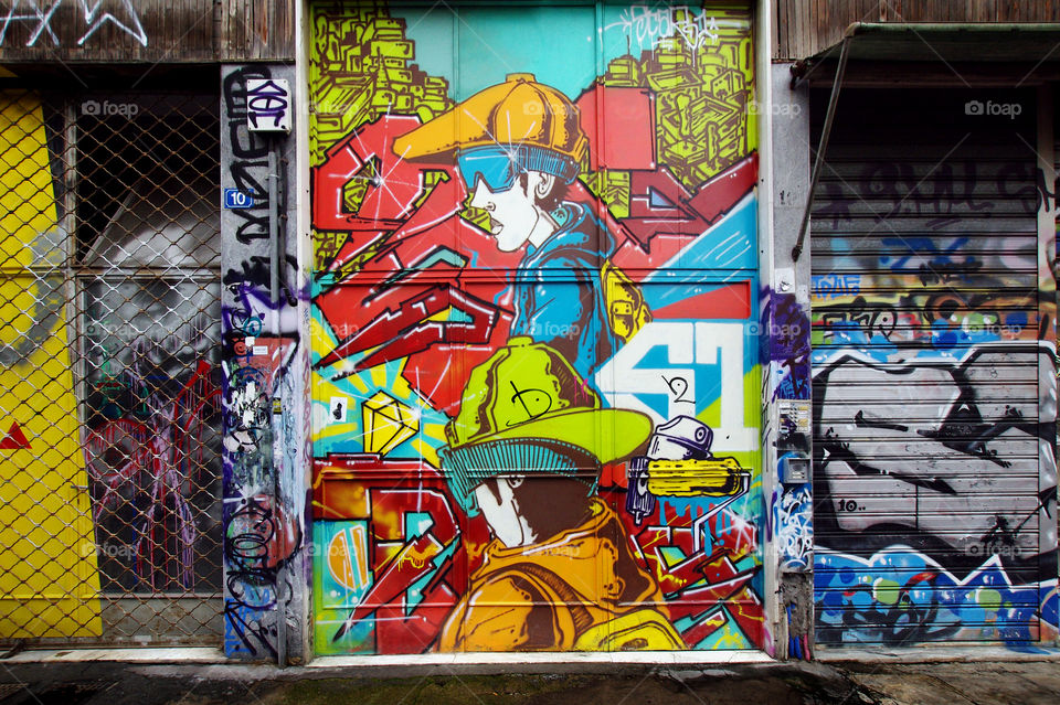 Elaborate urban graffiti in Athens, Greece