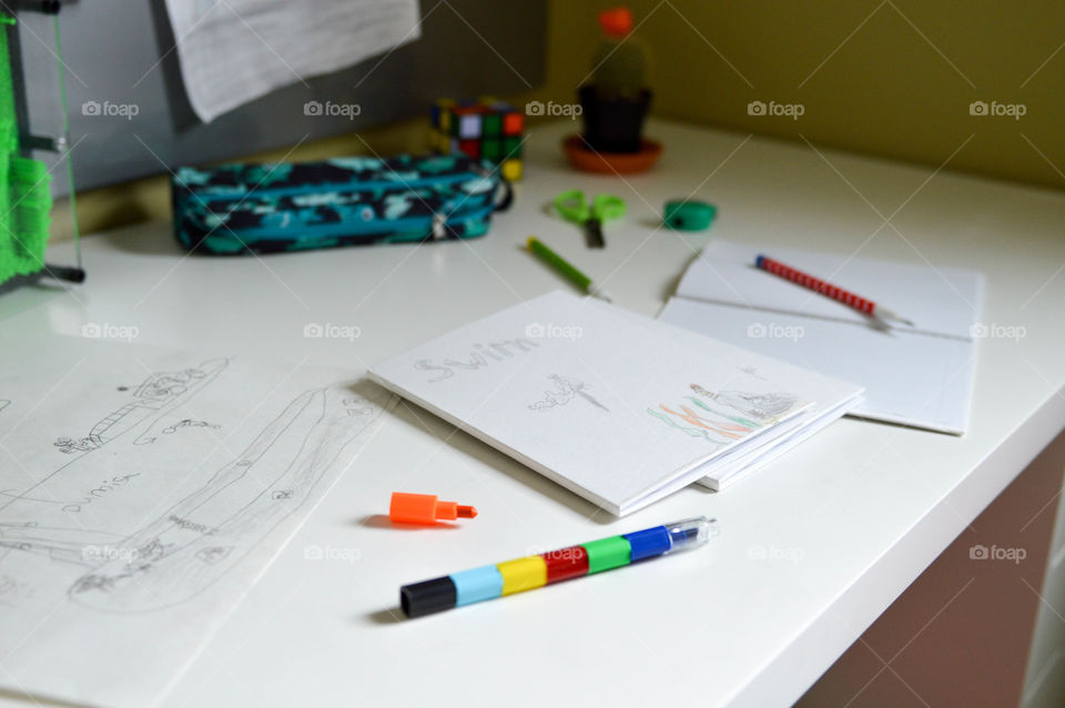 Child’s school desk at home 