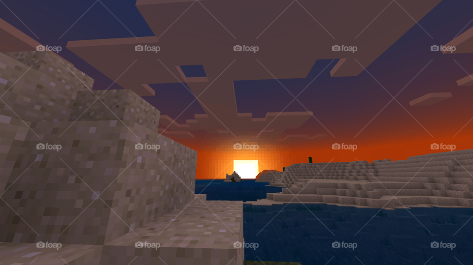 a Minecraft sunset