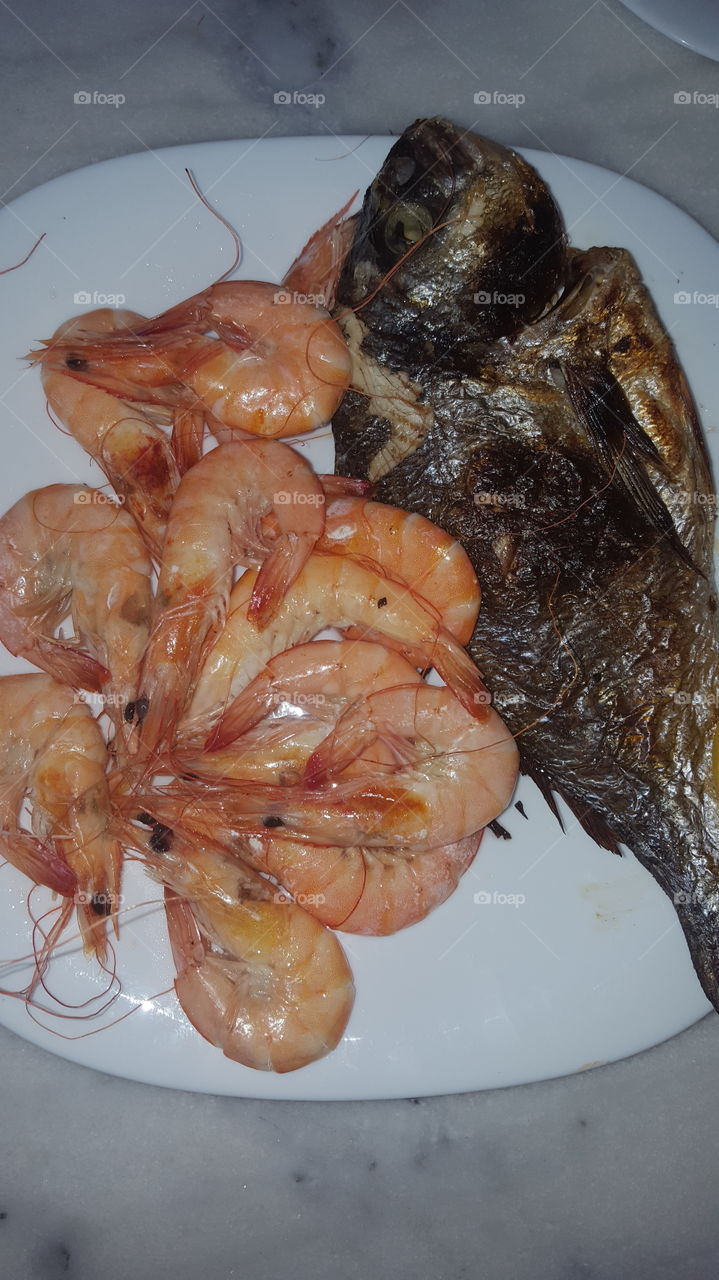 shrimps and bream