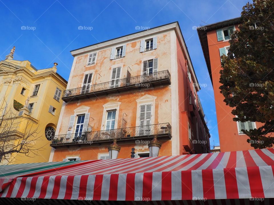 View of the Cours Saleya in Nice, France.