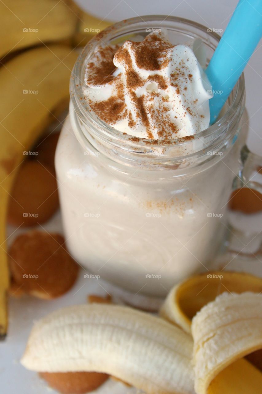 Banana smoothie in jar