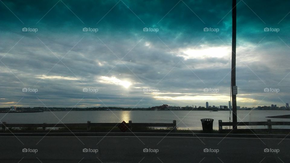 sky. evening. water. calm