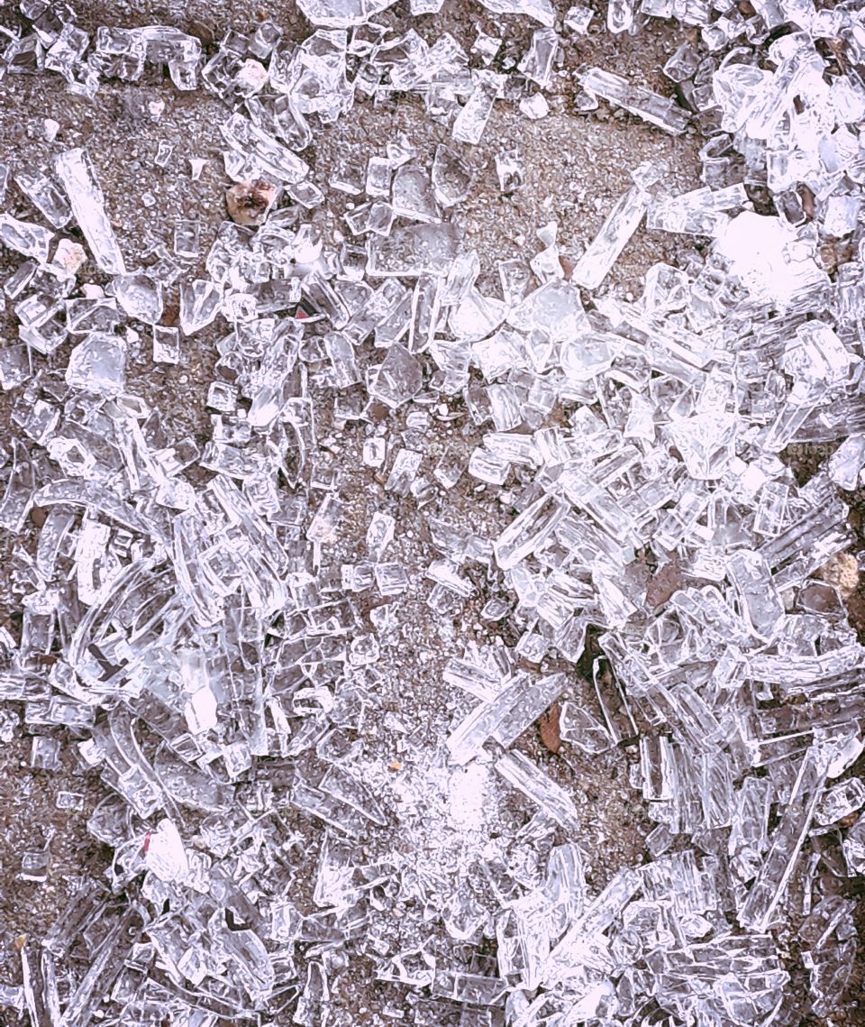 Broken glasses in the street