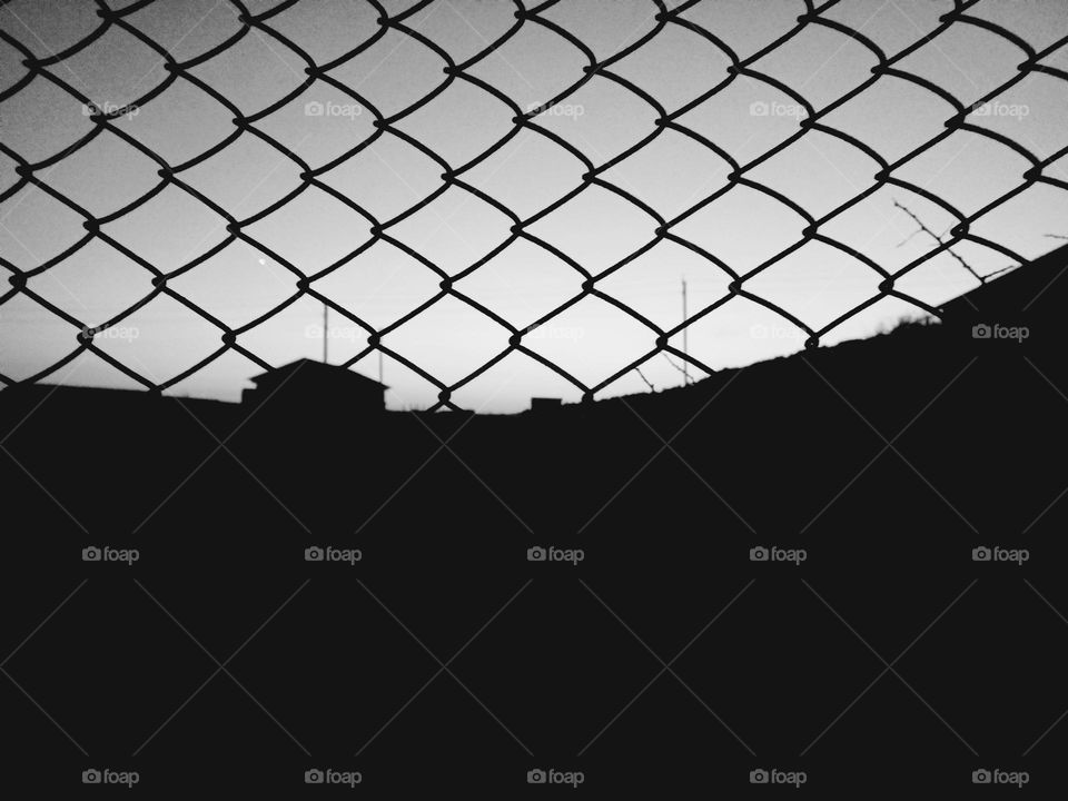 mesh wire and lonely house.