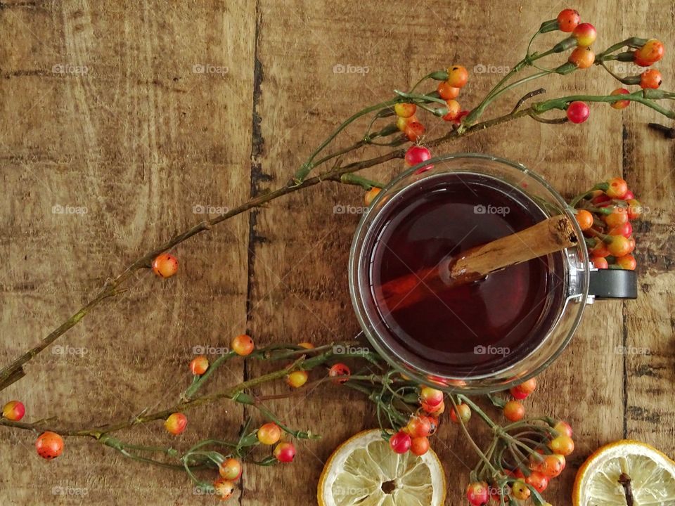 Hot drink with winter spices