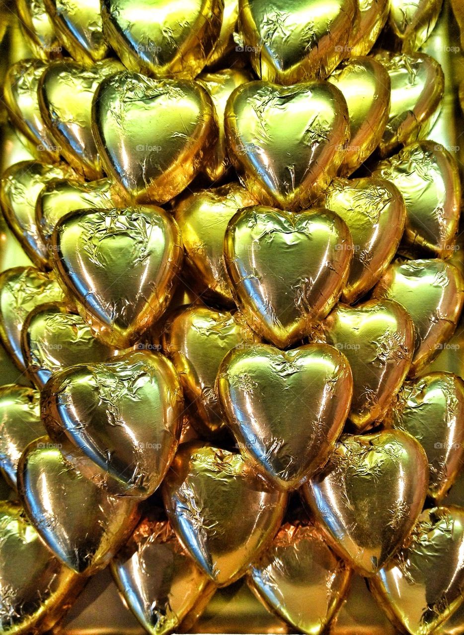 Gold chocolate hearts