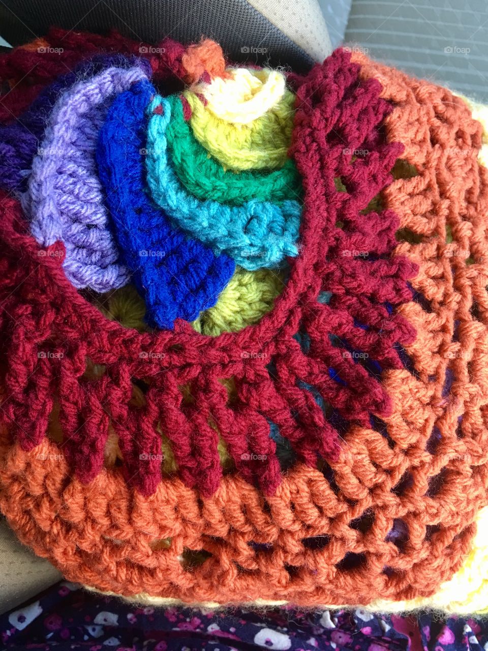 Rainbow wrap handmade with yarn