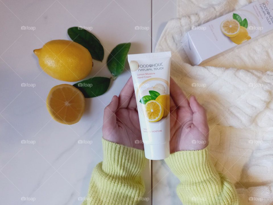 hand cream with lemon.