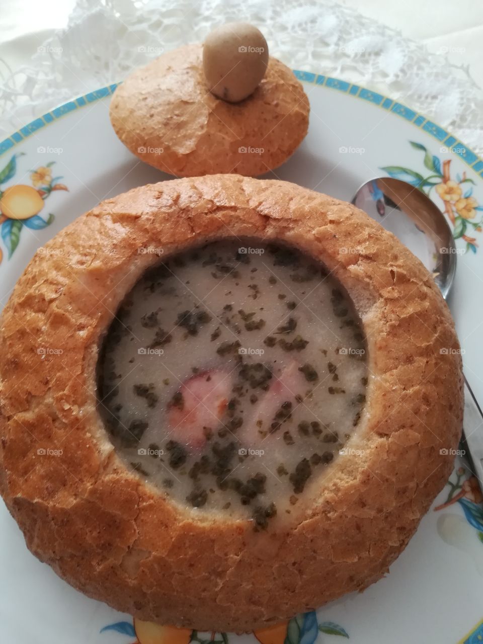 Easter food - soup in bread