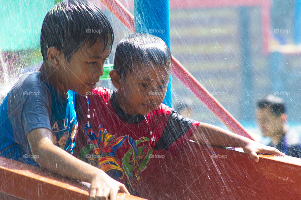 Two children's riding slide