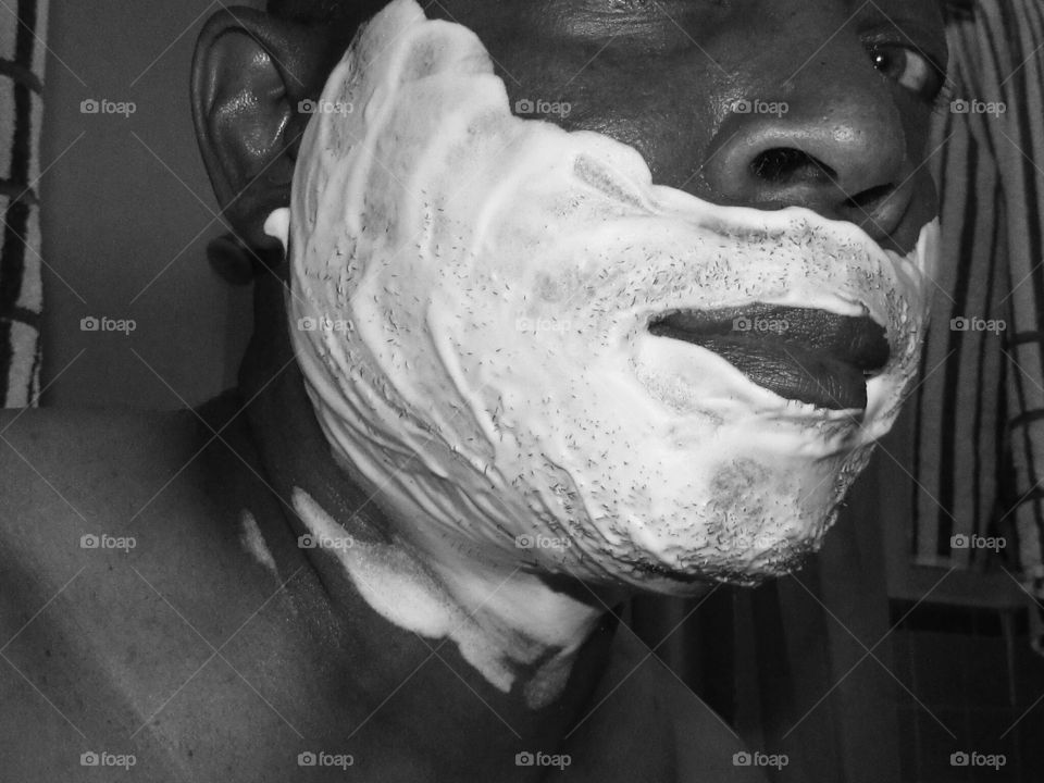 black and white shaving
