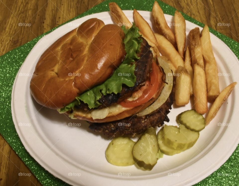 Burger and fries