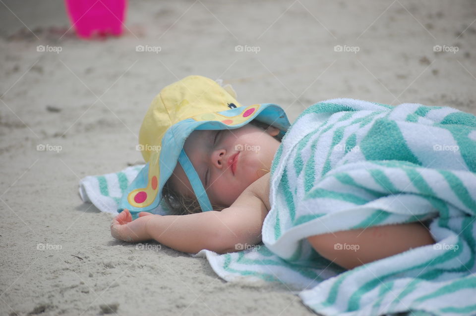 Sleepy beach baby