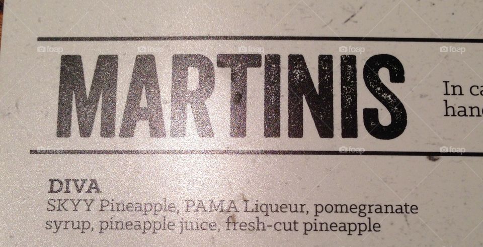 Martini menu 