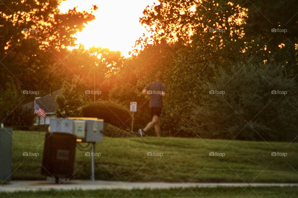 Jogging at sunset