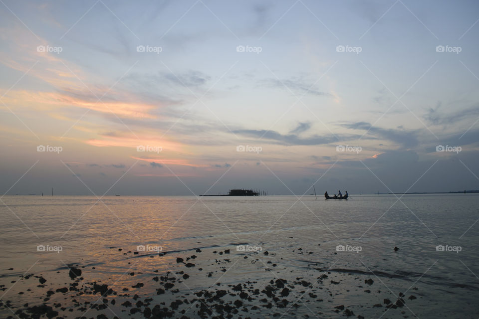 Seascape after sunset