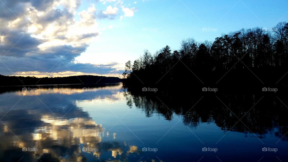 blue reflections during sundown