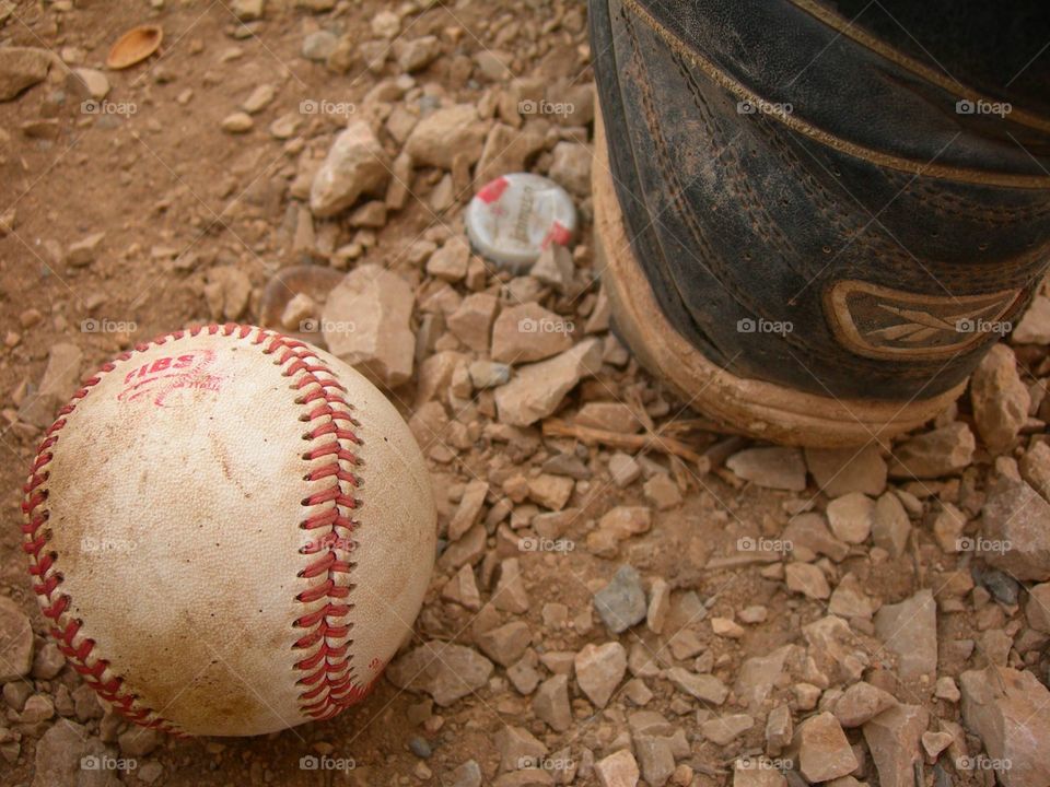 baseball time. close up of dirty ball