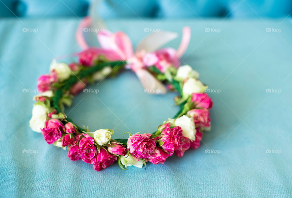 High angle view of wreath