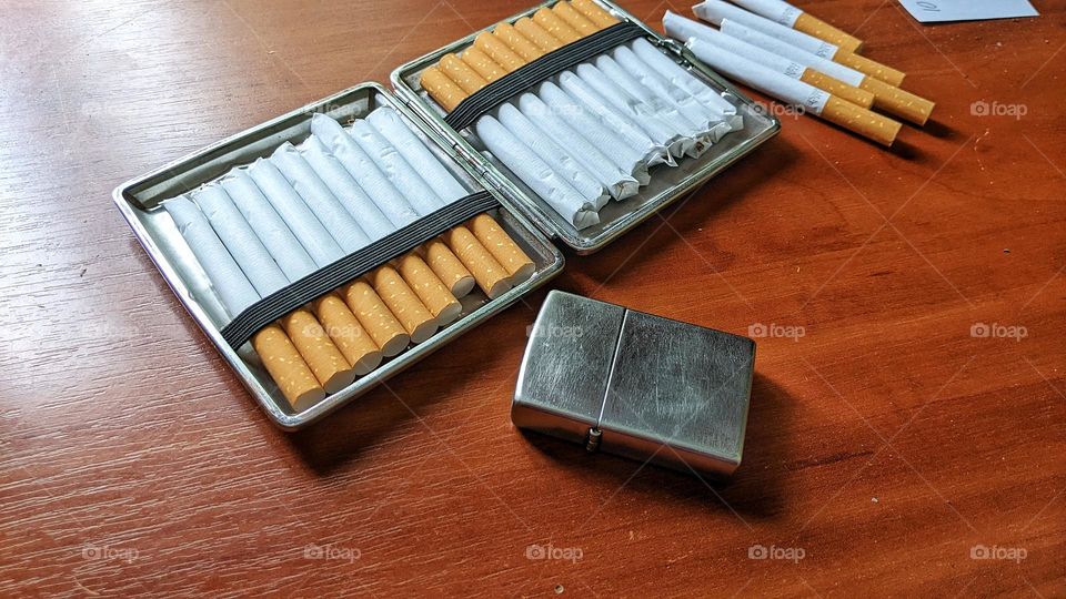 Cigarettes and a Zippo lighter