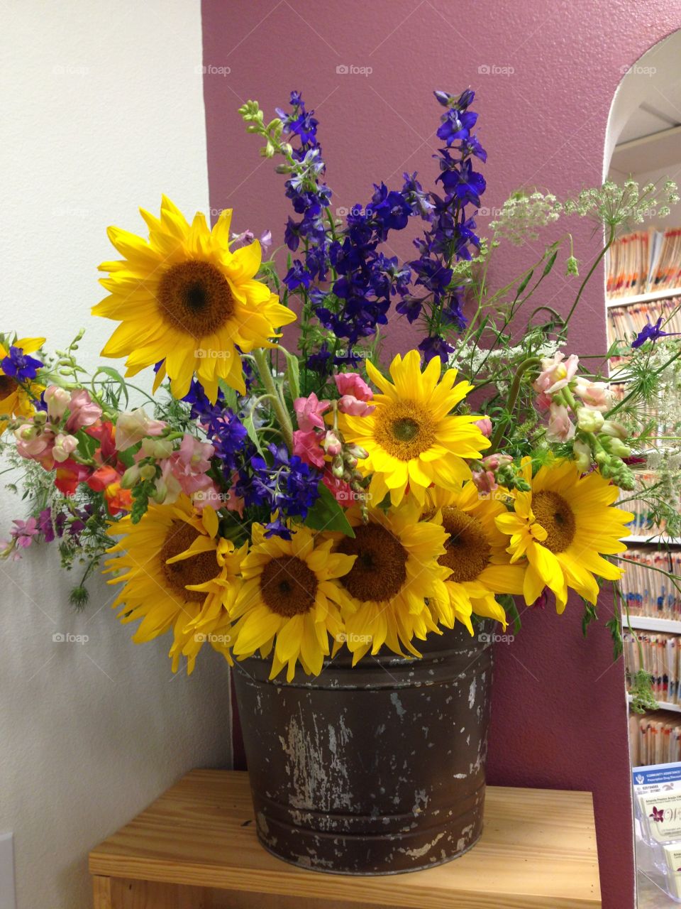 Yellow bouquet sunflowers