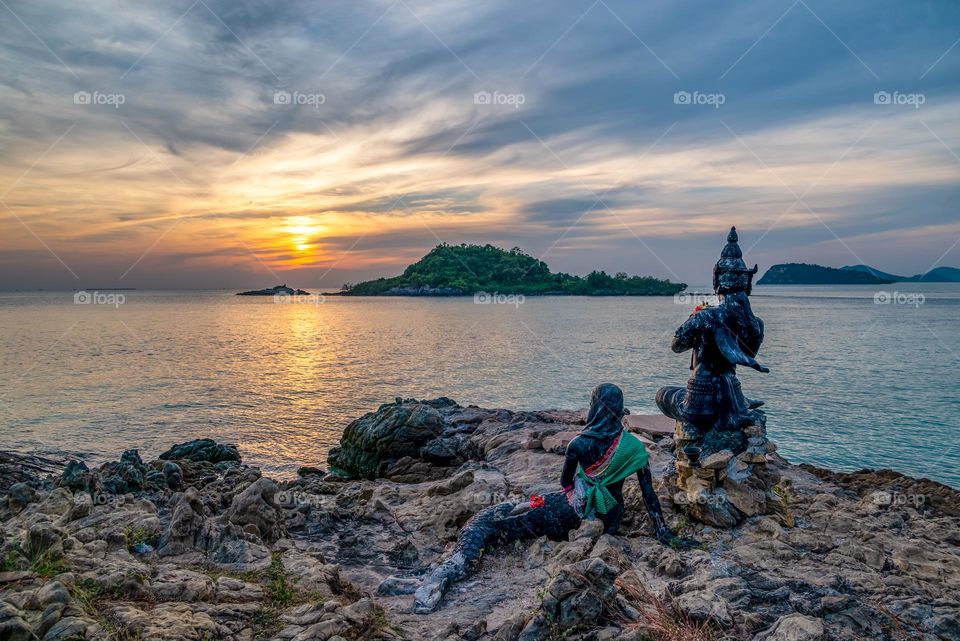 Beautiful sunset scene on Thailand beach