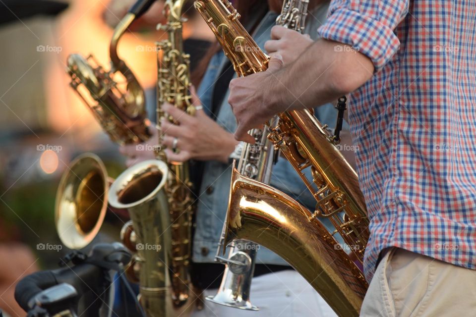 Playing saxophone 