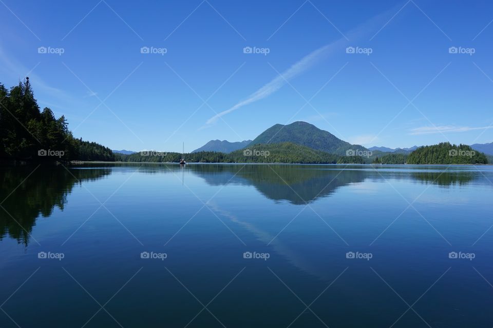 Taking a photo of the still calm waters of Victoria Island