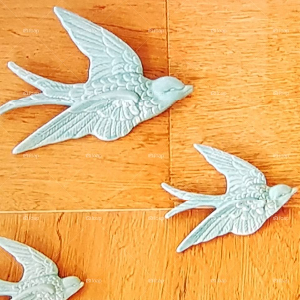 porslin fåglar handgjorda design vägghängda fina loppisfynd
