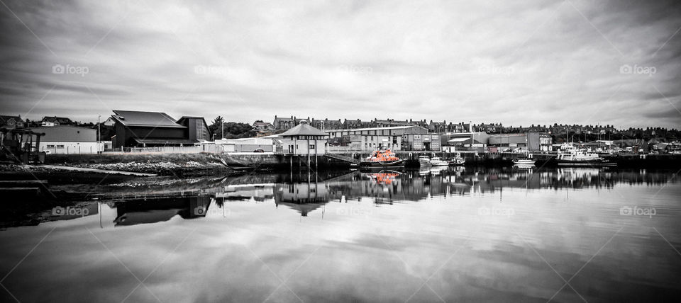 Lifeboat standing out in the harbour 